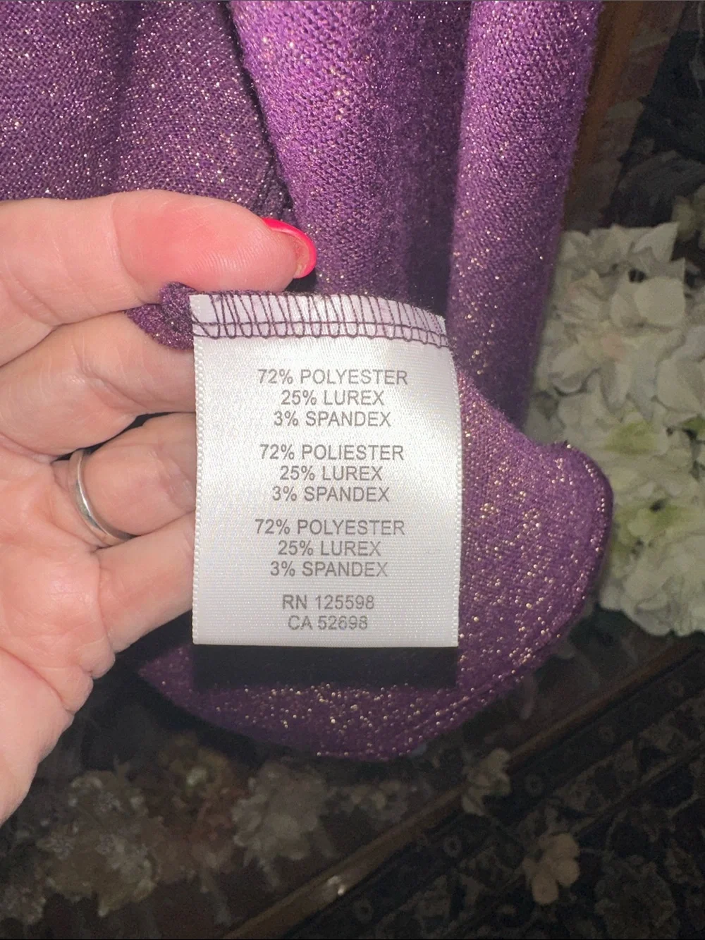 Ellen Tracy Sparkle Open-Front Purple Cardigan, XL